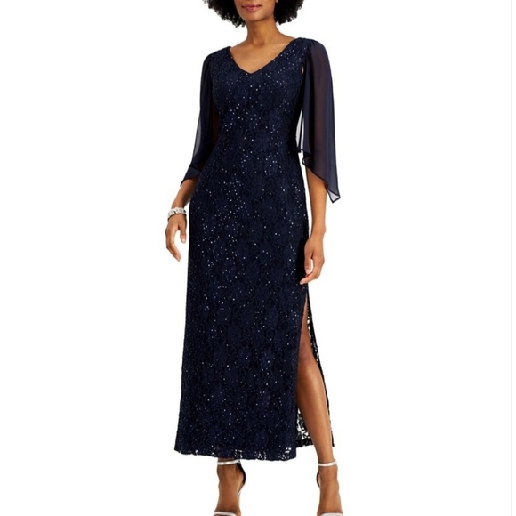 Connected Apparel Navy Long Sleeve Lace Dress - Picture 6 of 6
